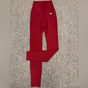 TLF (Small) Take Life Further Red Lightly Ribbed High Rise Leggings